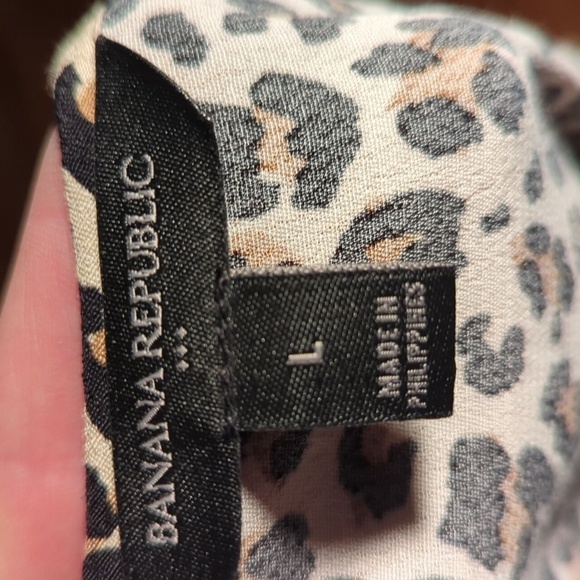 Banana Republic Dress Cheetah Leopard Print brown Rayon 3/4 Balloon Sleeve sz L - Picture 7 of 10